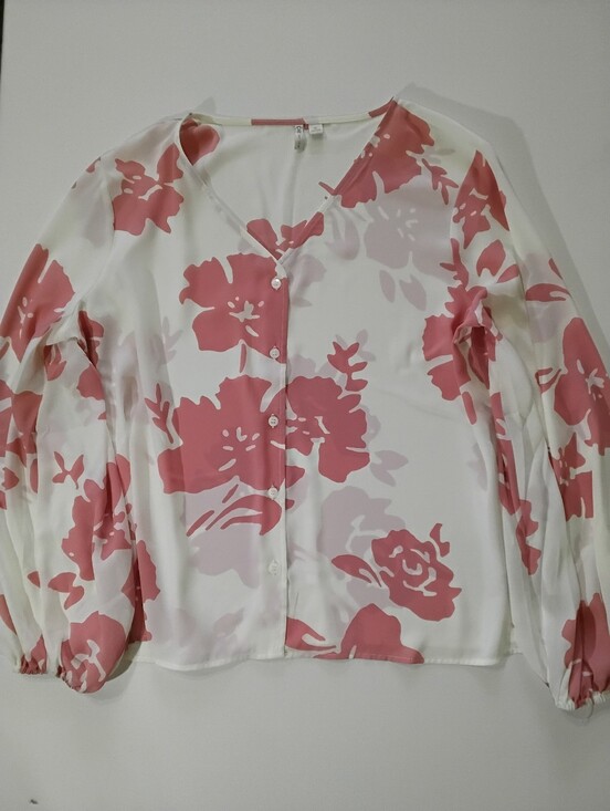 Cato Tops - Cato Button Down Popover Blouse Womens Size XL White‎ Pink Floral Boho Chic